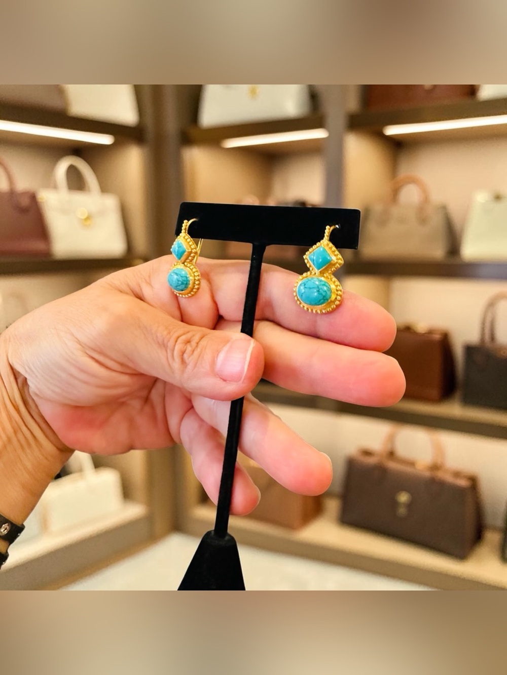 Julie Vos Authentic Vintage Luxury Summer Minimalist Turquoise Statement Earring